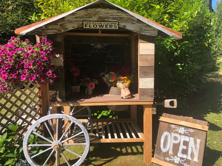 Friday Creek Road flower stand