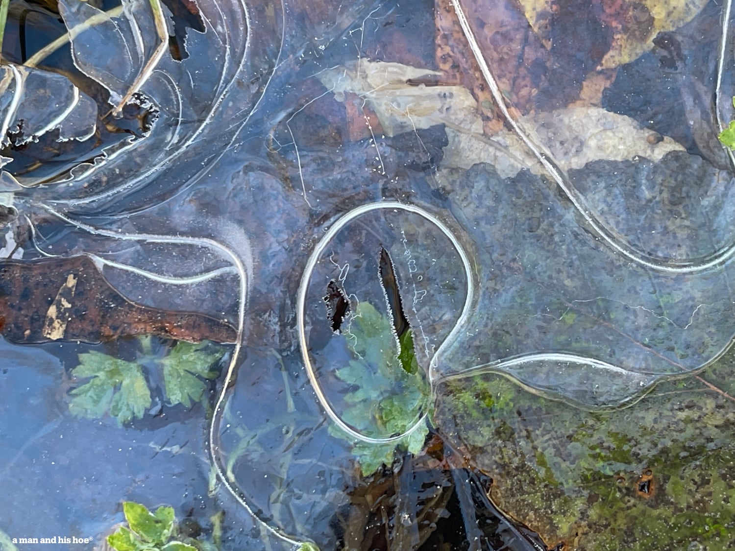 White lines in ice.